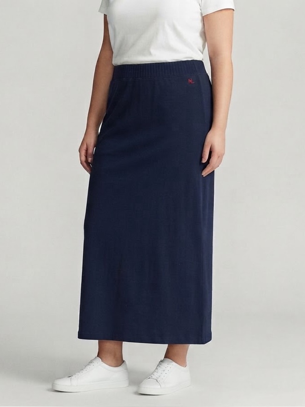 LAUREN RALPH LAUREN Maxi Skirt Pull On Knit XL Navy $99 Retail EUC